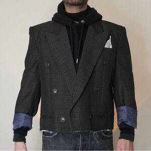 Men's Charcoal Double-Breasted Blazer